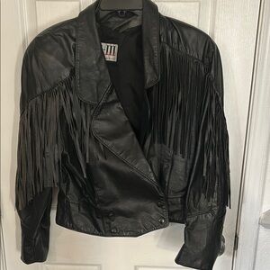 Black Fringe Leather Jacket